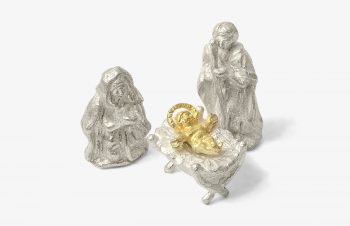 Weihnachtskrippe: Maria, Josef, Jesuskind, Silber, 750er Gold,