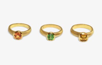 Klassische Ringe: 750er Gold, Mandaringranat, Tsavrit, Turmalin