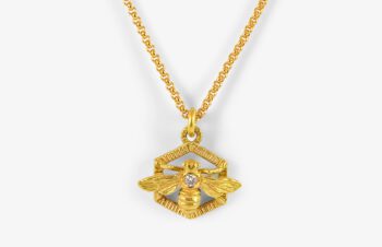 Tier-Anhänger: Biene, 750er Gold, Diamant
