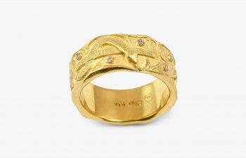 Tier-Ringe: Äskulapnatter, 750er Gold, Diamanten