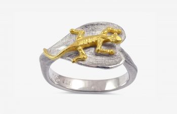 Tier-Ringe: Echsenring, Silber, 750er Gold