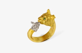 Tier-Ringe: Katz und Maus, 750er Gold