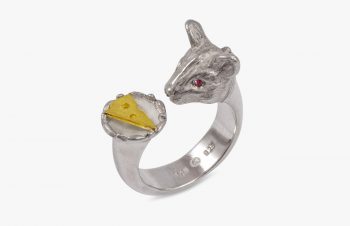 Tier-Ringe: Mausering, Silber, 750er Gold