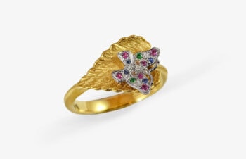 Tier-Ringe: Schmetterling, 750er Gold, Edelsteine