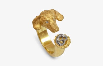 Tier-Ringe: Dackel 750er Gold, Diamanten