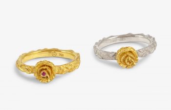 erliebt, Verlobt, Verheiratet:Verlobungsring Rose 750er Gold, Silber