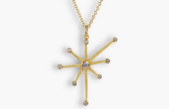 Stern-Anhänger, 750er Gold, funkelnde Diamanten