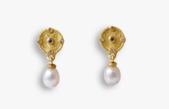 Medaillon Ohrringe, 750er Gold, Perlen