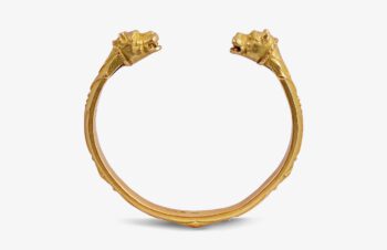 Hundekopf-Armreif, 750er Gold