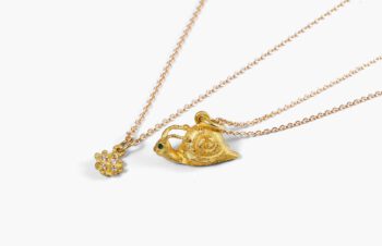 Tier-Anhänger: Schnecke und Kleeblatt, 750erGold